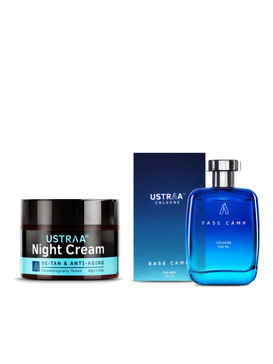 

Ustraa Set of Base Camp Cologne 100 ml & De-Tan Anti-Aging Night Cream 50 g, Black