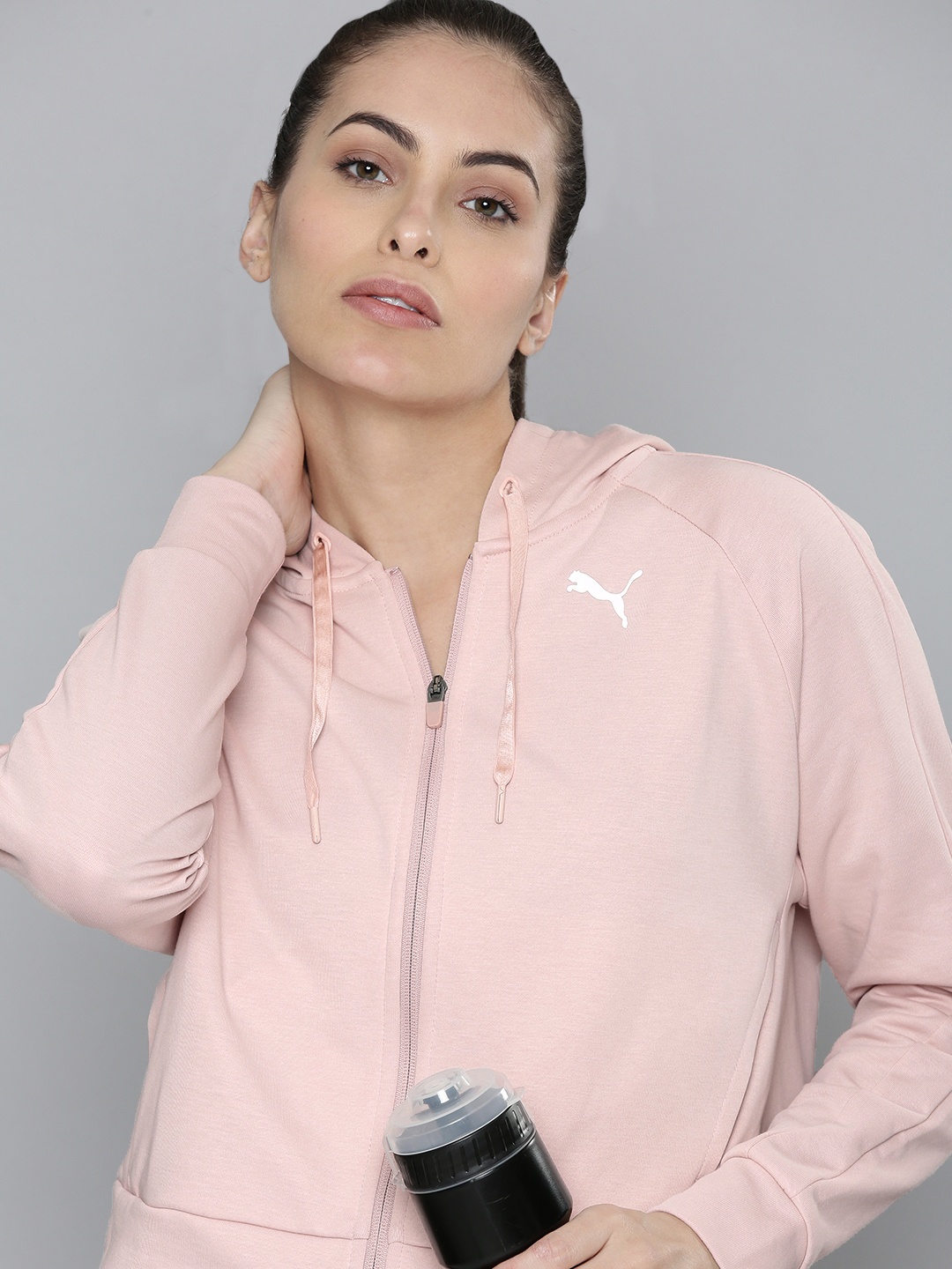 

Puma Women Pink Solid dryCELL Modern Sports Full-Zip Hoodie Relaxed Fit Sweatshirt