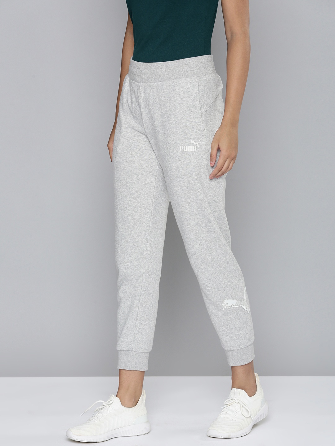 

Puma Power Women Grey Solid Graphic Cropped Regular Fit Joggers