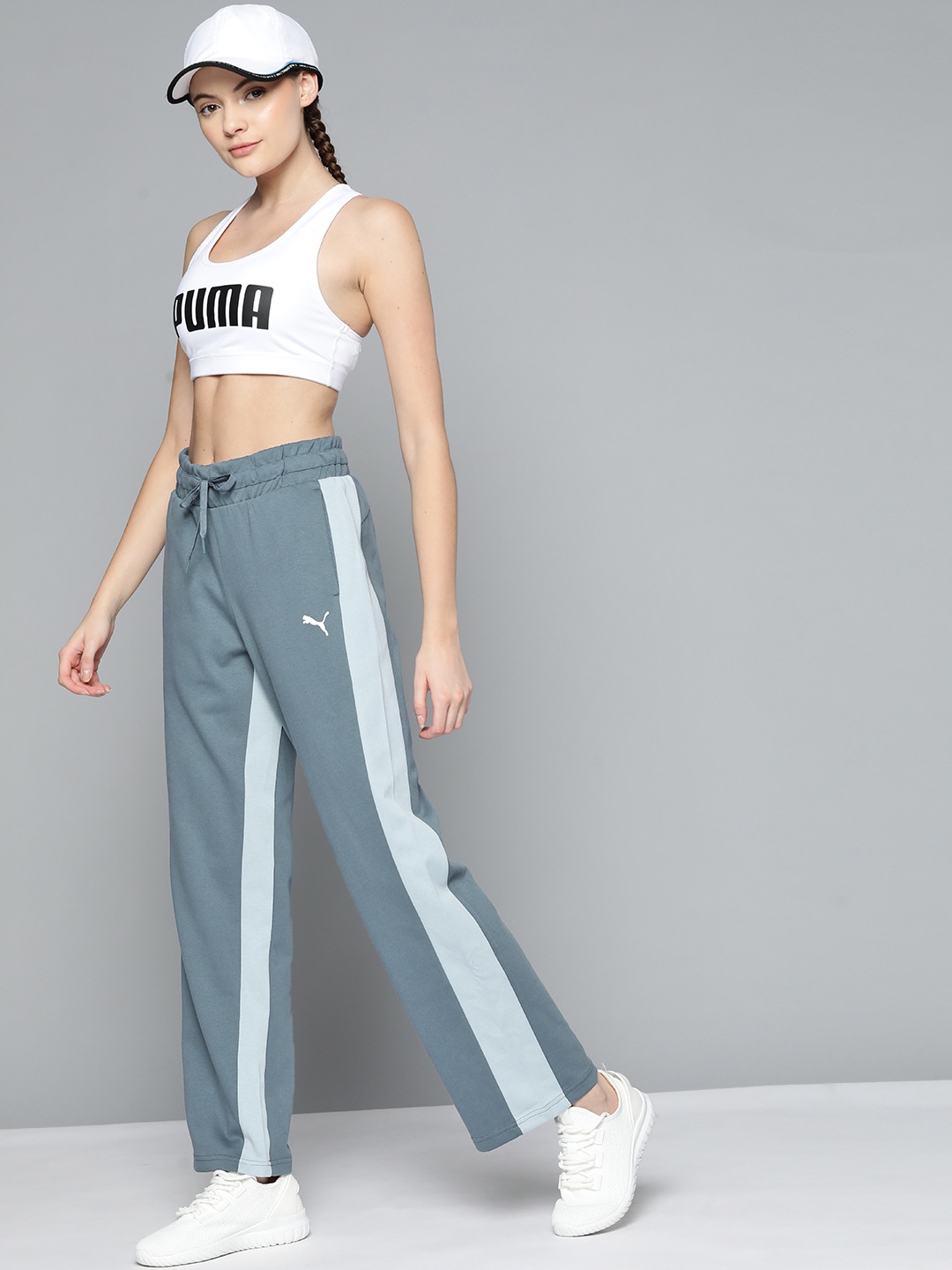 

Puma Women Grey Modern Sports Solid Dry Cell Joggers With Side Stripes
