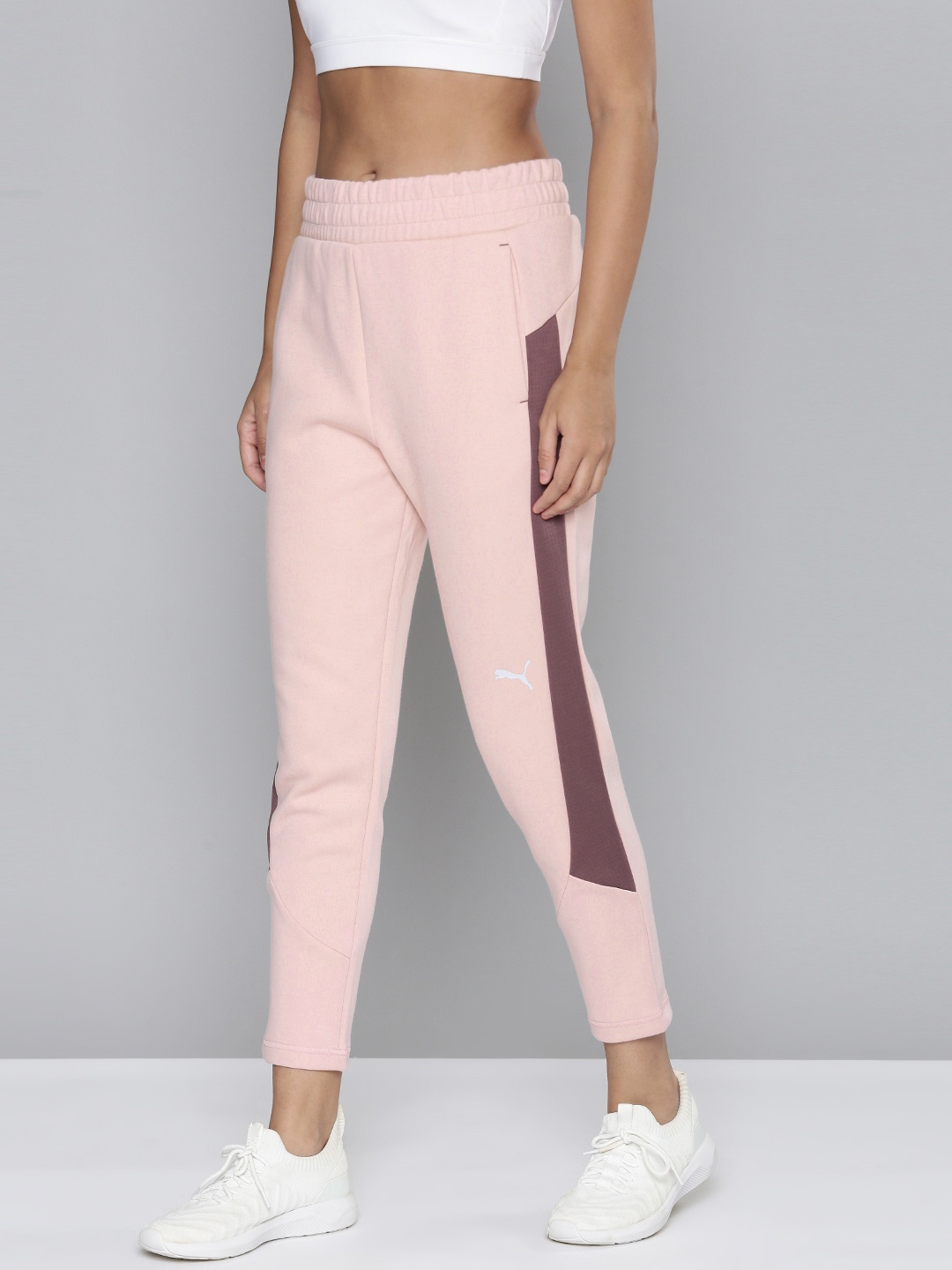 

Puma Women Pink Solid Evostripe High-Waist dryCELL Track Pants With Contrast Panels