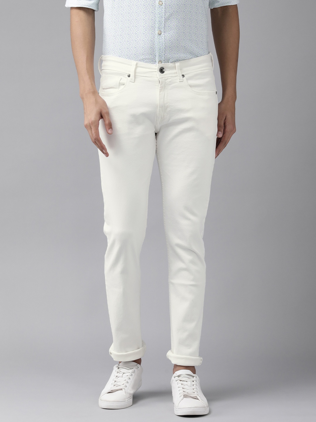 

Pepe Jeans Men White Solid Vapour Slim Fit Stretchable Jeans