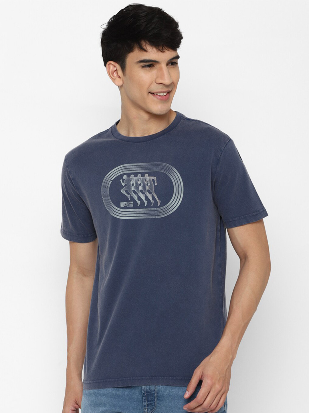 

AMERICAN EAGLE OUTFITTERS Men Blue Graphic Printed Pure Cotton T-shirt