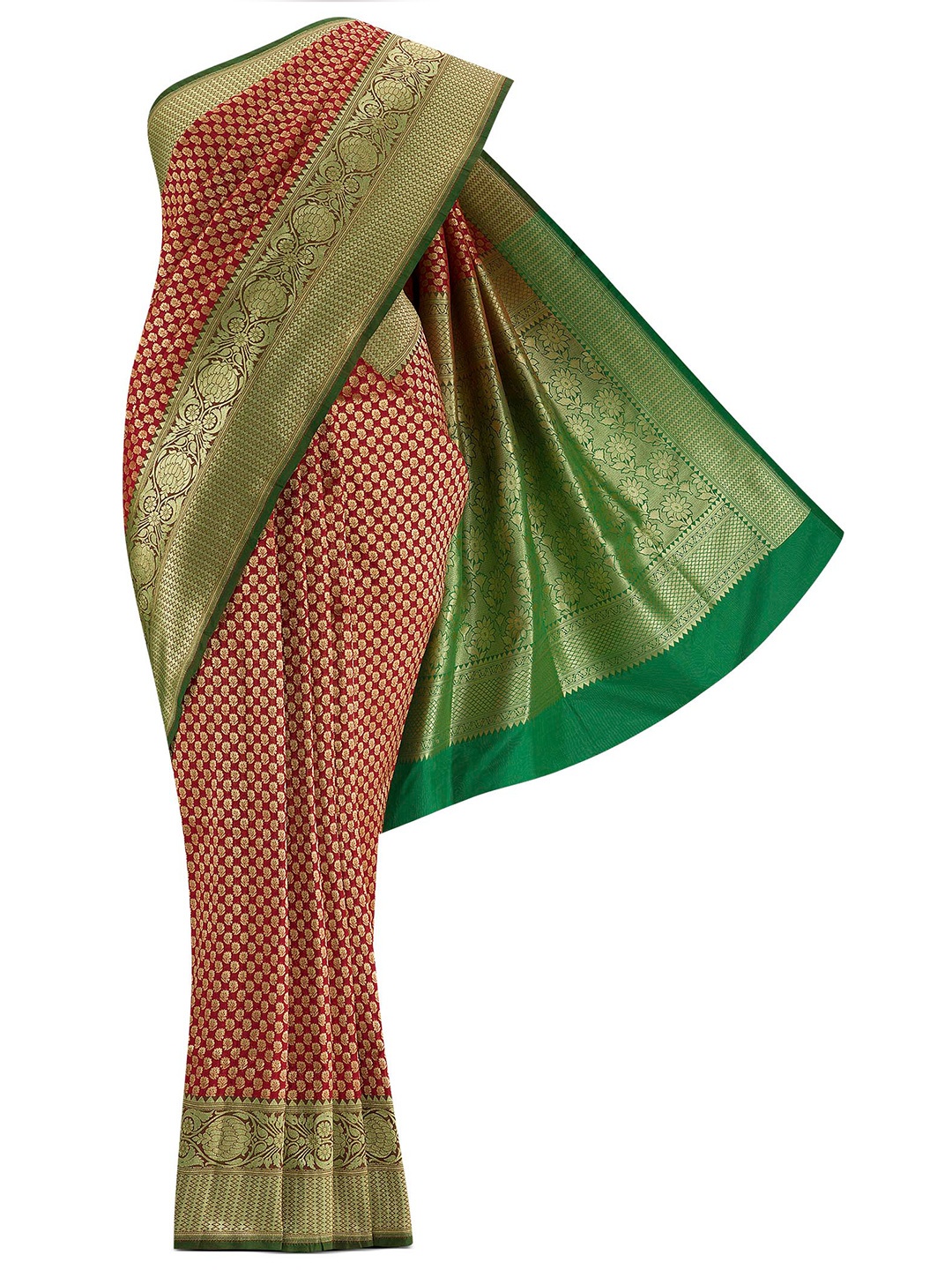 

Nalli Next Woman Red & Green Woven Design Art Silk Banarasi Saree