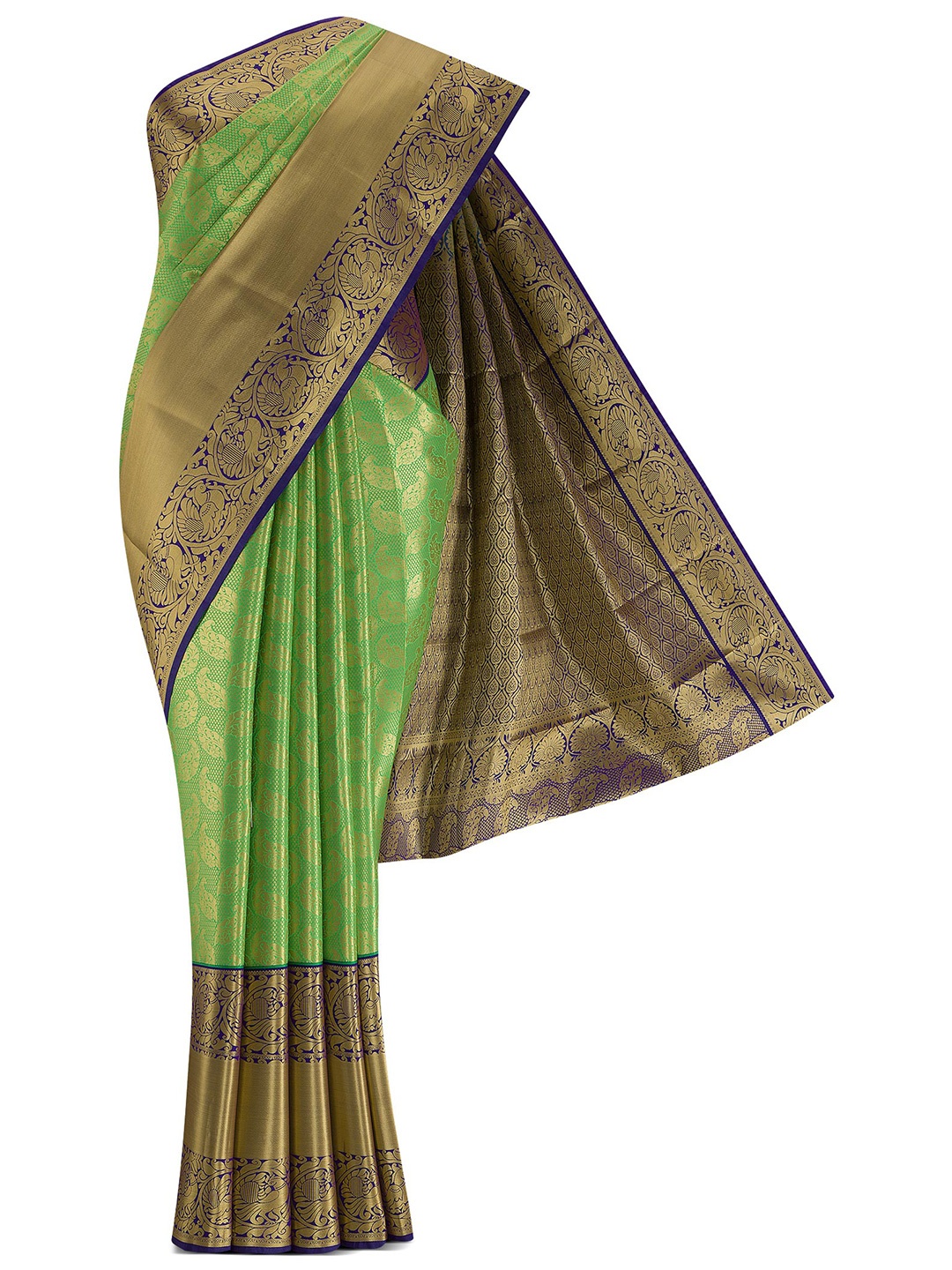 

Nalli Next Green & Gold-Toned Ethnic Motifs Art Silk Saree