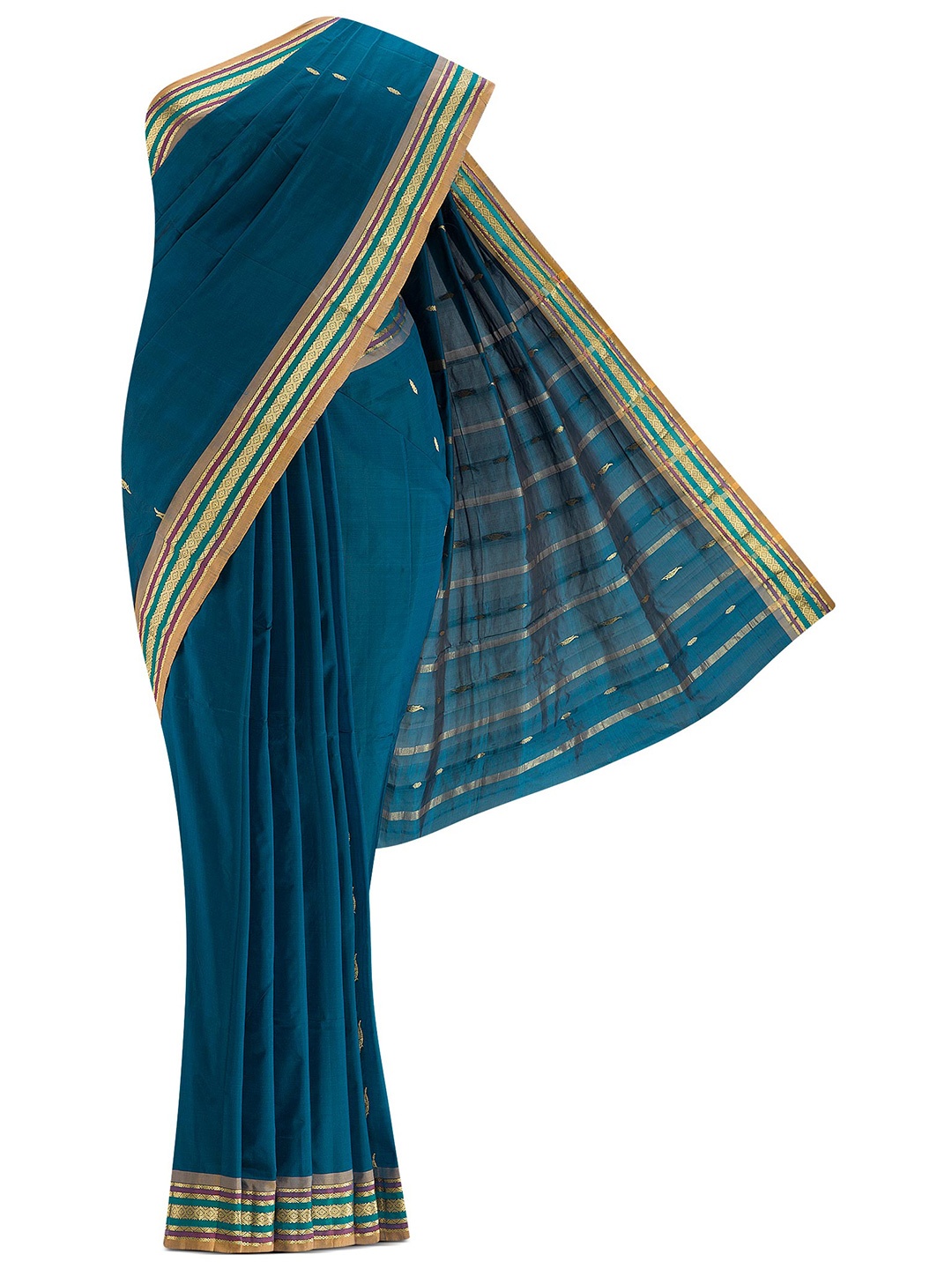 

Nalli Next Teal & Gold-Toned Art Silk Saree