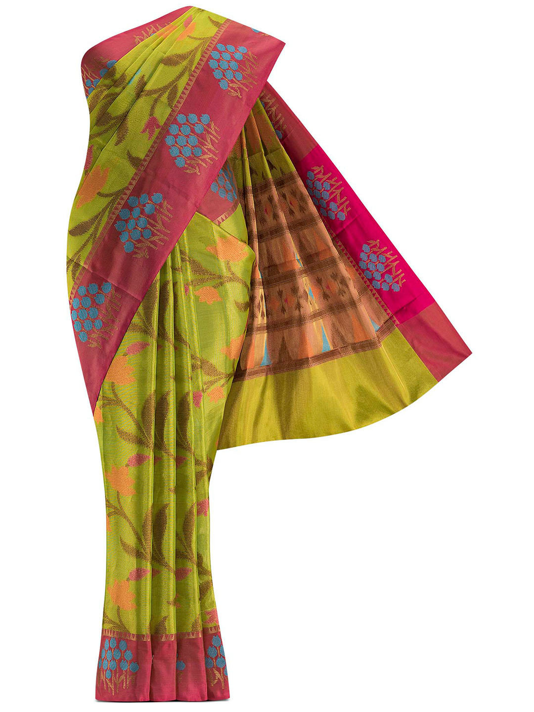 

Nalli Next Green & Fuchsia Ethnic Motifs Art Silk Saree