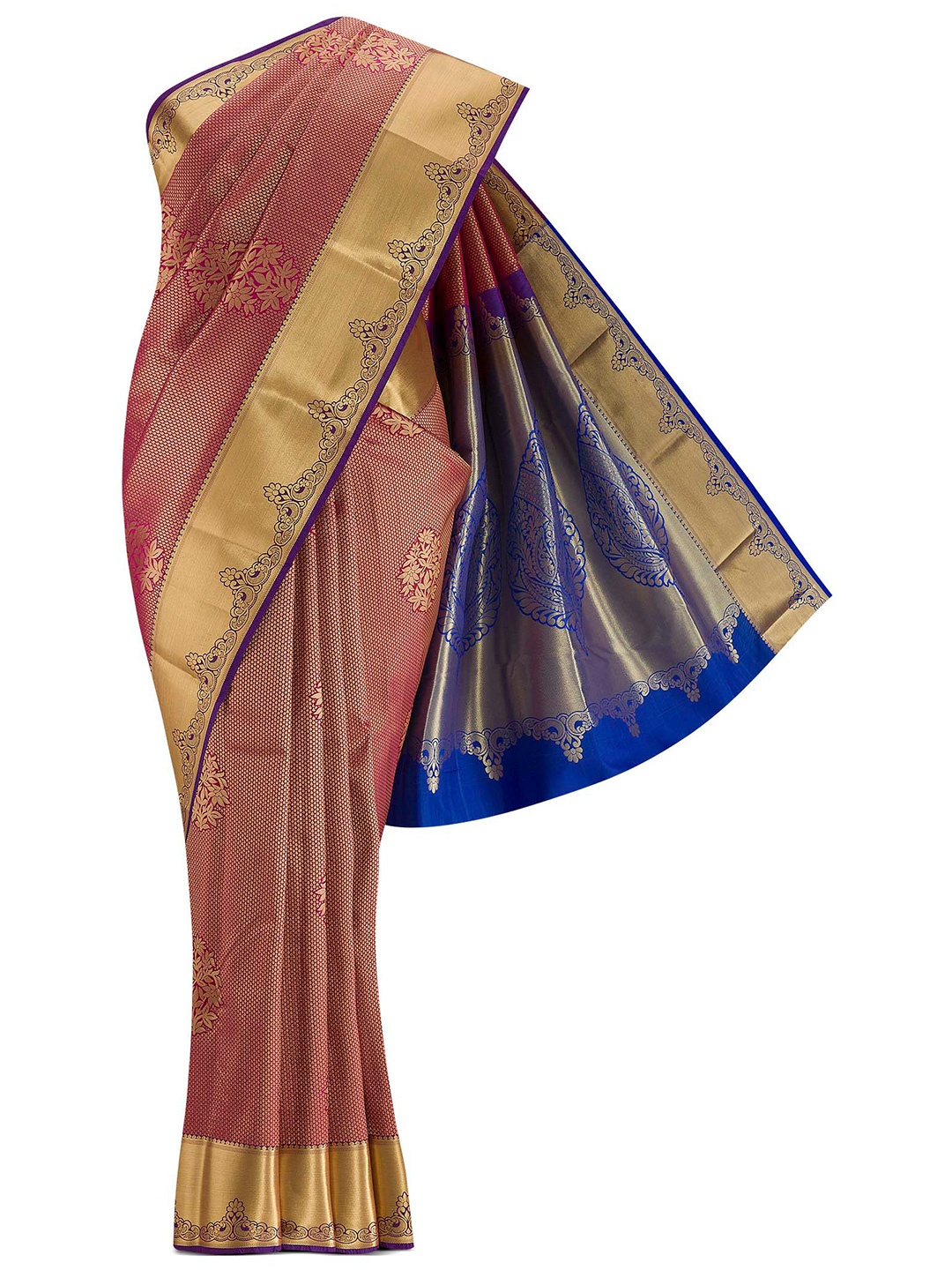 

Nalli Next Magenta & Gold-Toned Ethnic Motifs Zari Art Silk Saree