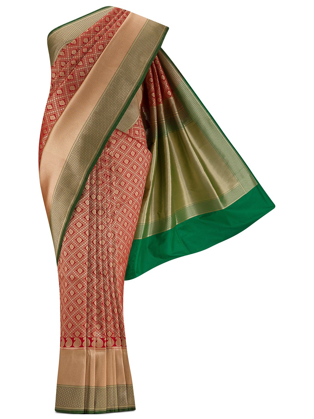 

Nalli Next Red & Green Woven Design Art Silk Banarasi Saree