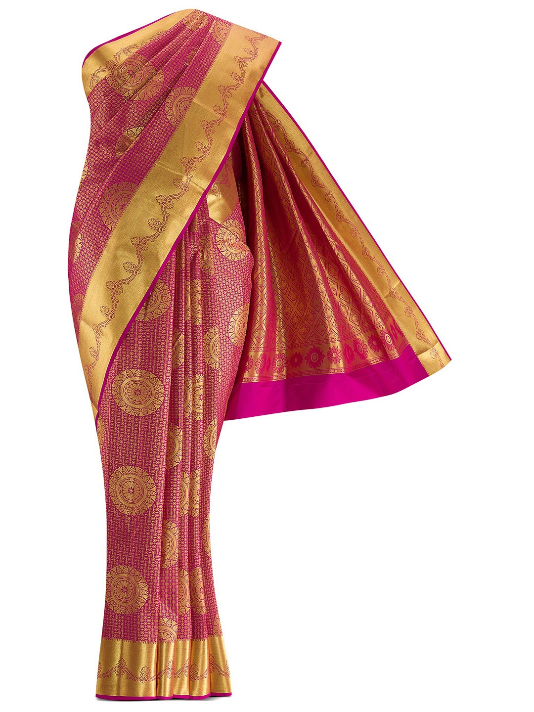 

Nalli Next Pink & Gold Woven Design Zari Art Silk Saree