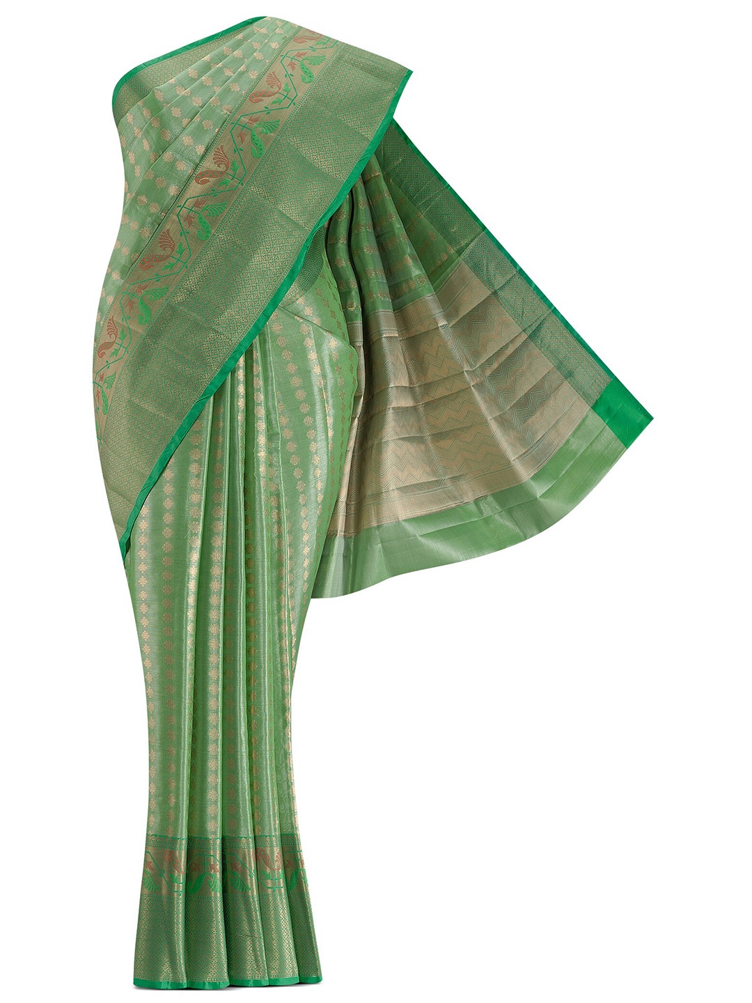 

Nalli Next Green & Gold Woven Design Art Silk Saree