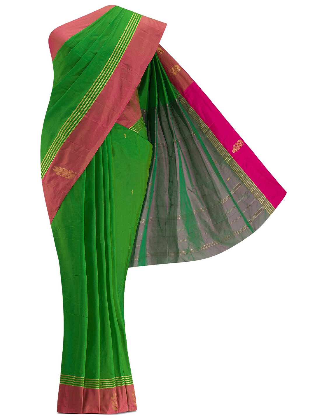 

Nalli Next Green & Pink Solid Art Silk Saree