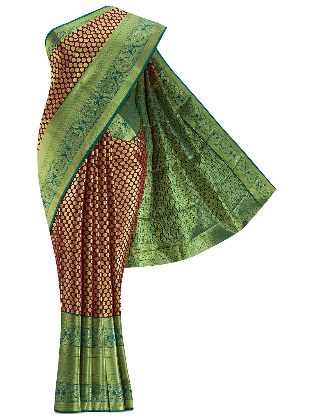 

Nalli Next Magenta & Green Ethnic Motifs Zari Art Silk Saree