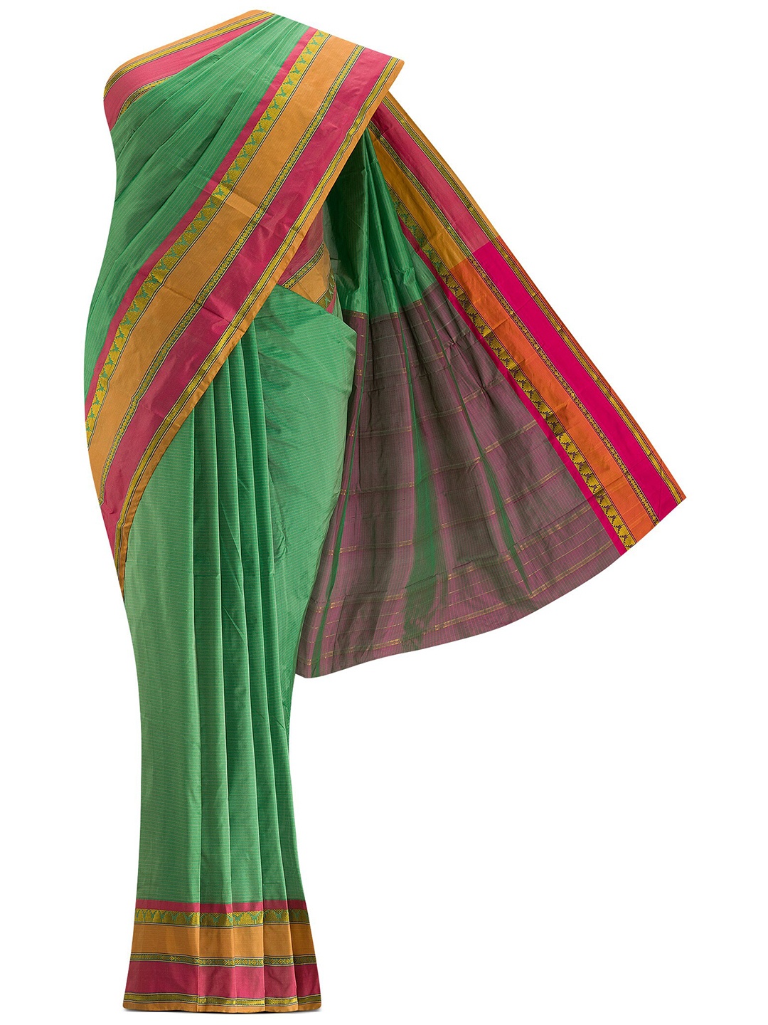 

Nalli Next Green Striped Art Silk Saree