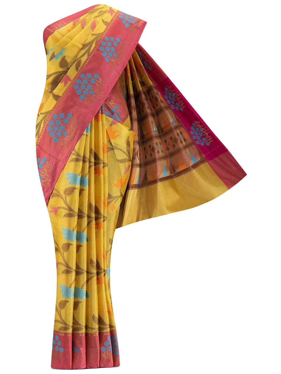 

Nalli Next Yellow & Magenta Ethnic Motifs Art Silk Saree