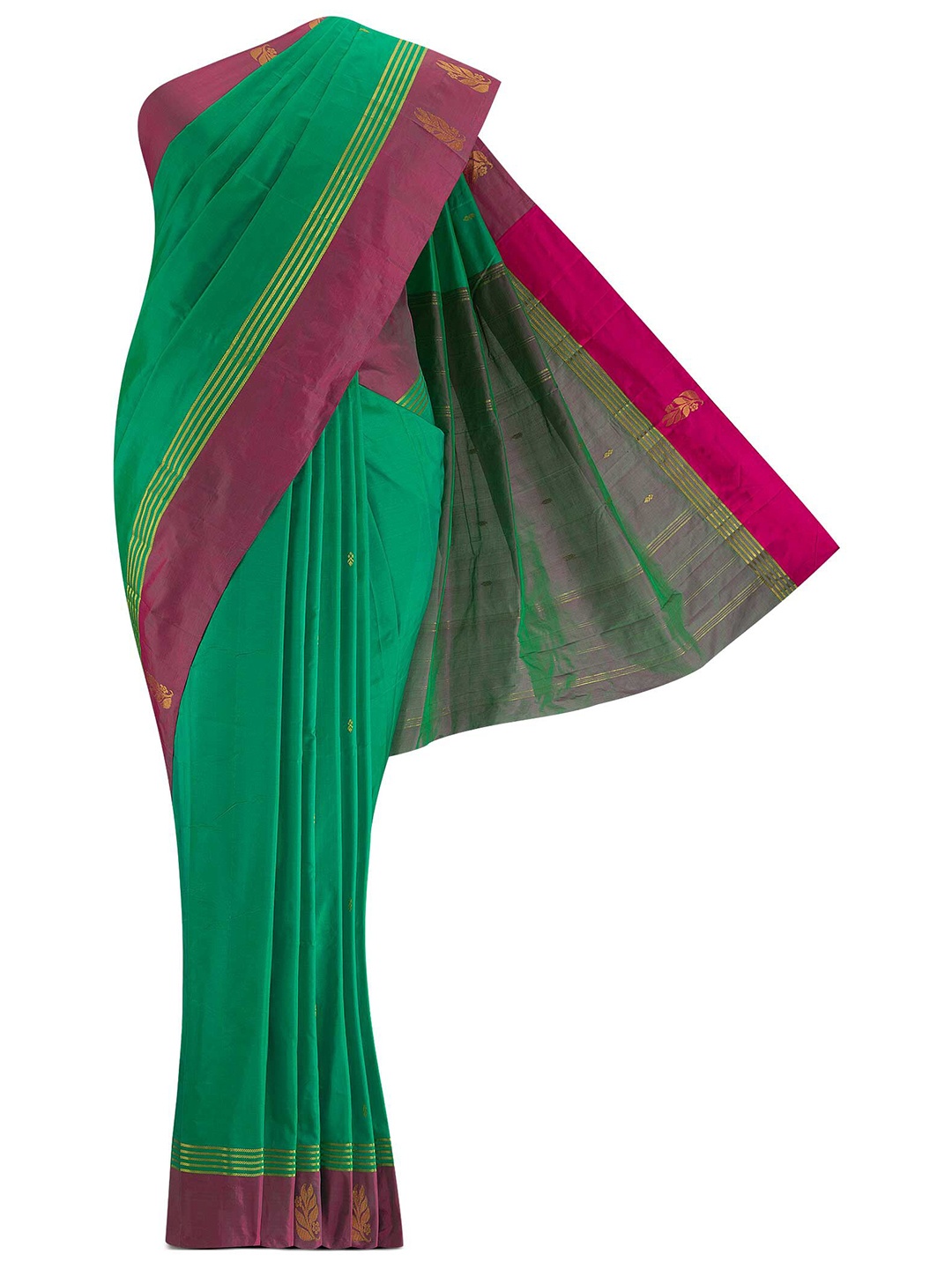 

Nalli Next Green And Magenta Solid Art Silk Saree