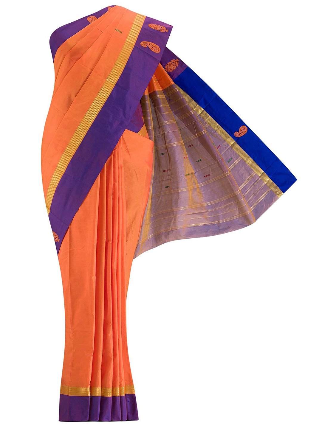 

Nalli Next Orange & Purple Woven Design Art Silk Saree