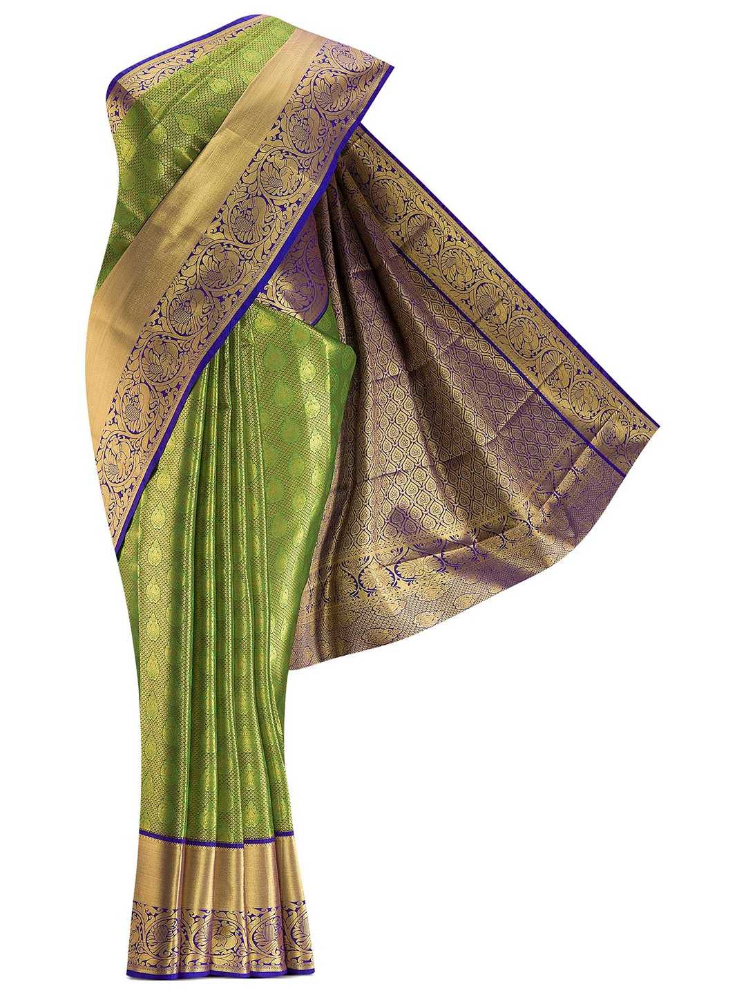 

Nalli Next Green & Golden Ethnic Motifs Zari Art Silk Saree