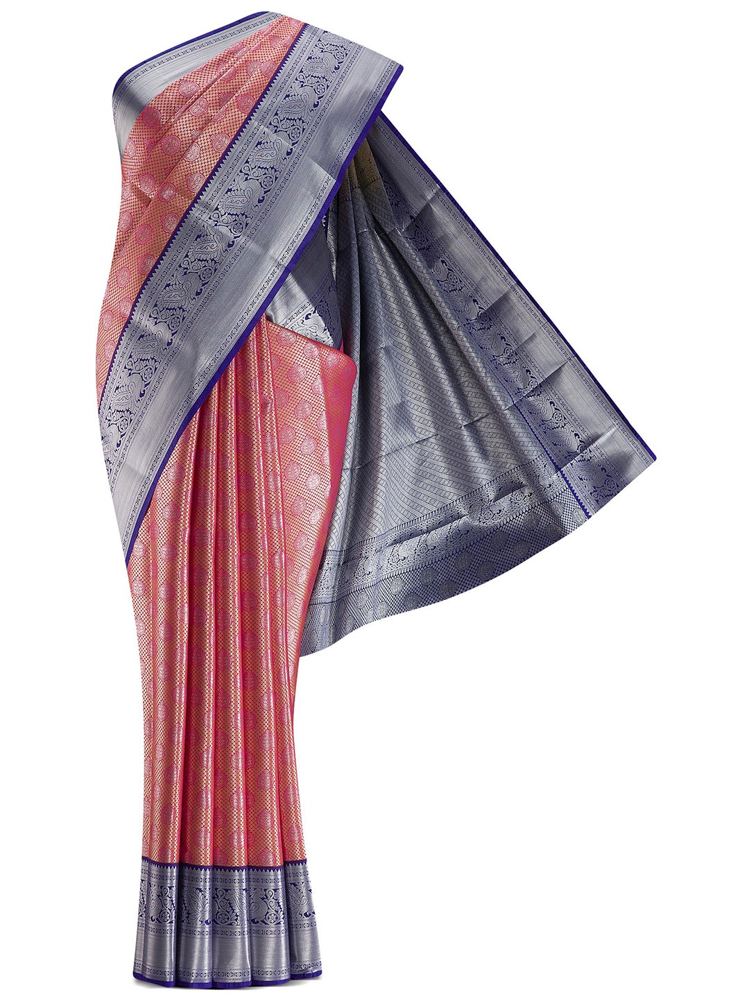 

Nalli Next Pink & Blue Woven Design Zari Art Silk Saree