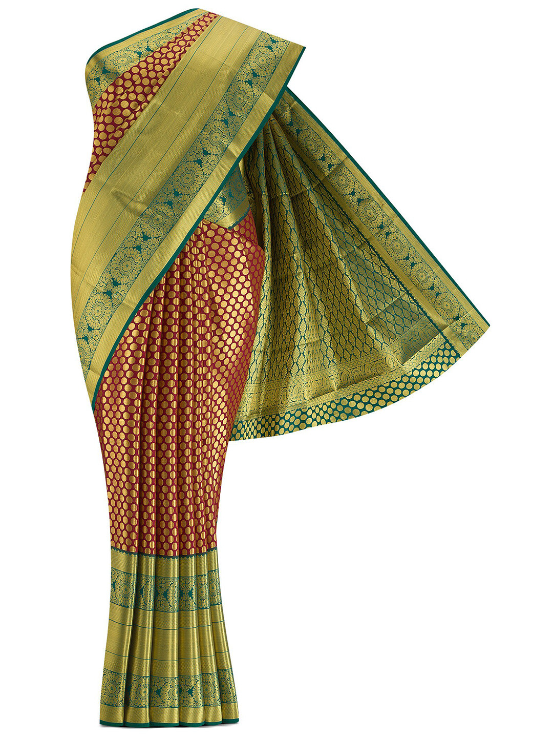 

Nalli Next Maroon & Gold-Toned Ethnic Motifs Art Silk Saree