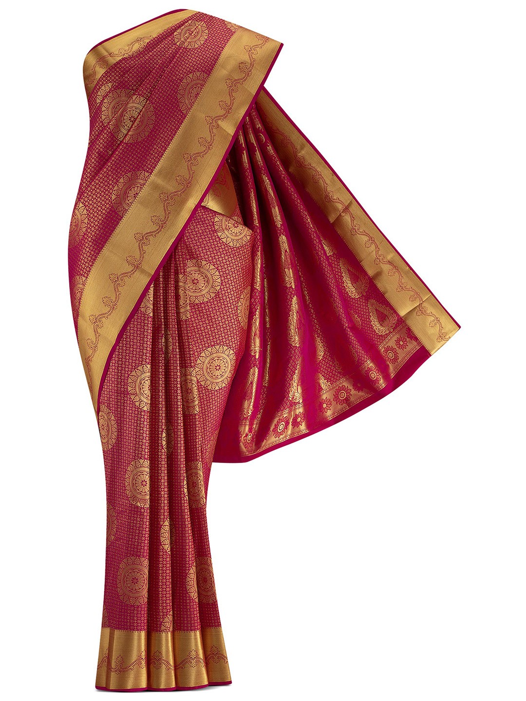 

Nalli Next Pink & Gold-Toned Woven Design Art Silk Saree