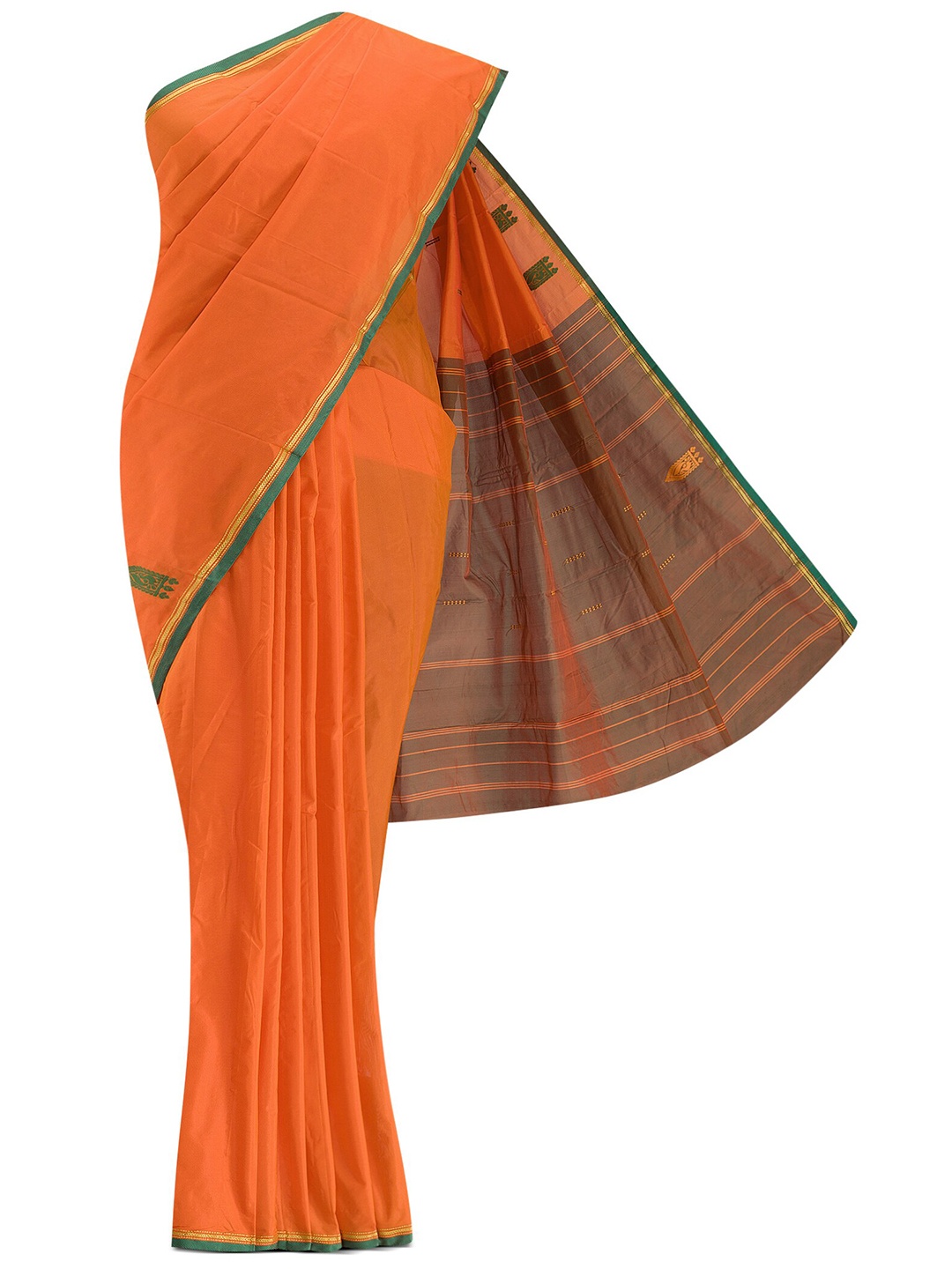 

Nalli Next Orange & Green Woven Design Art Silk Saree