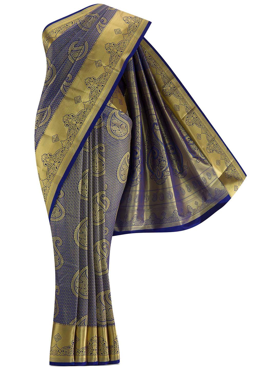 

Nalli Next Blue & Gold-Toned Woven Design Zari Art Silk Saree