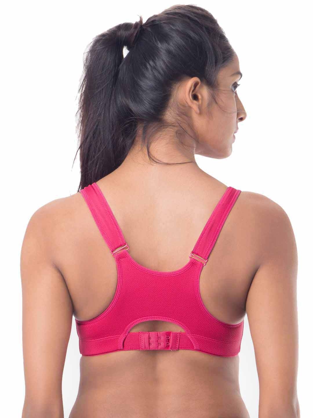 

PrettySecrets Pink Solid Non-Wired Lightly Padded Sports Bra