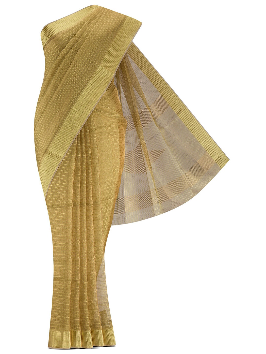 

Nalli Next Gold-Toned Checked Zari Tissue Kota Saree