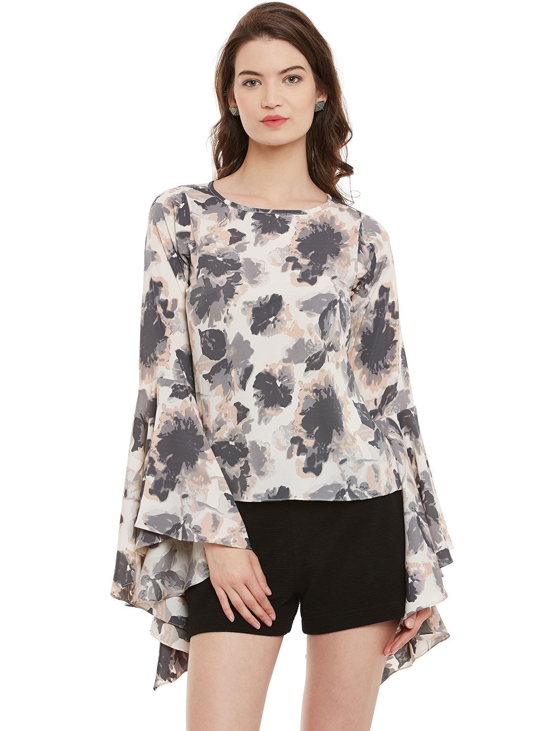 

Athena Women Off-White & Grey Printed Top