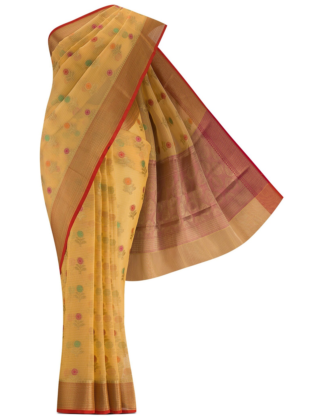 

Nalli Next Tan & Red Woven Design Zari Saree