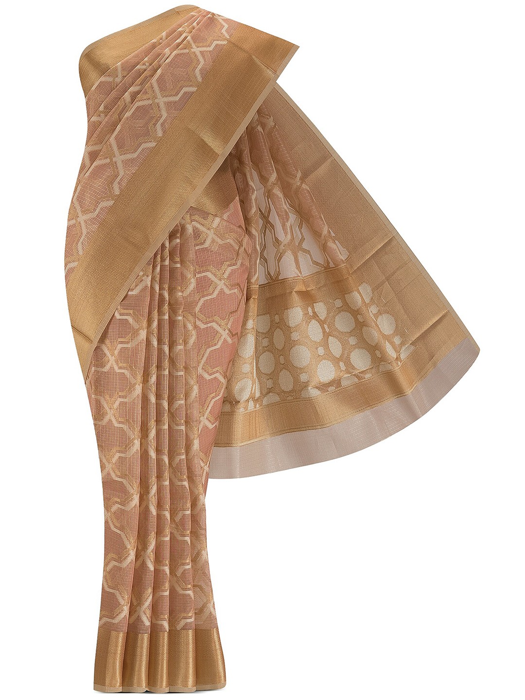 

Nalli Next Pink & Gold-Toned Woven Design Zari Banarasi Saree