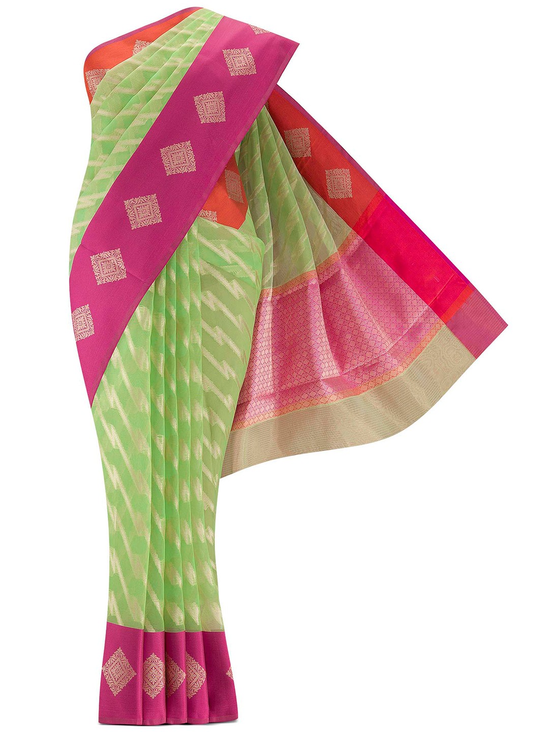 

Nalli Next Women Green & Pink Woven Design Saree