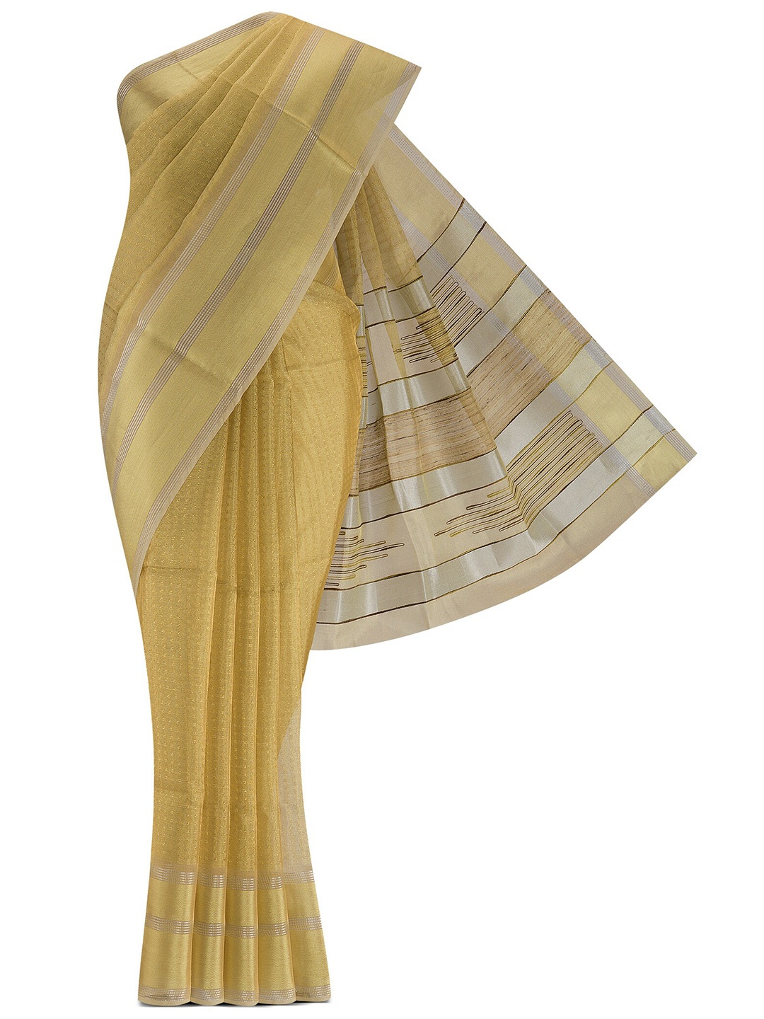 

Nalli Next Gold-Toned Checked Zari Tissue Kota Saree