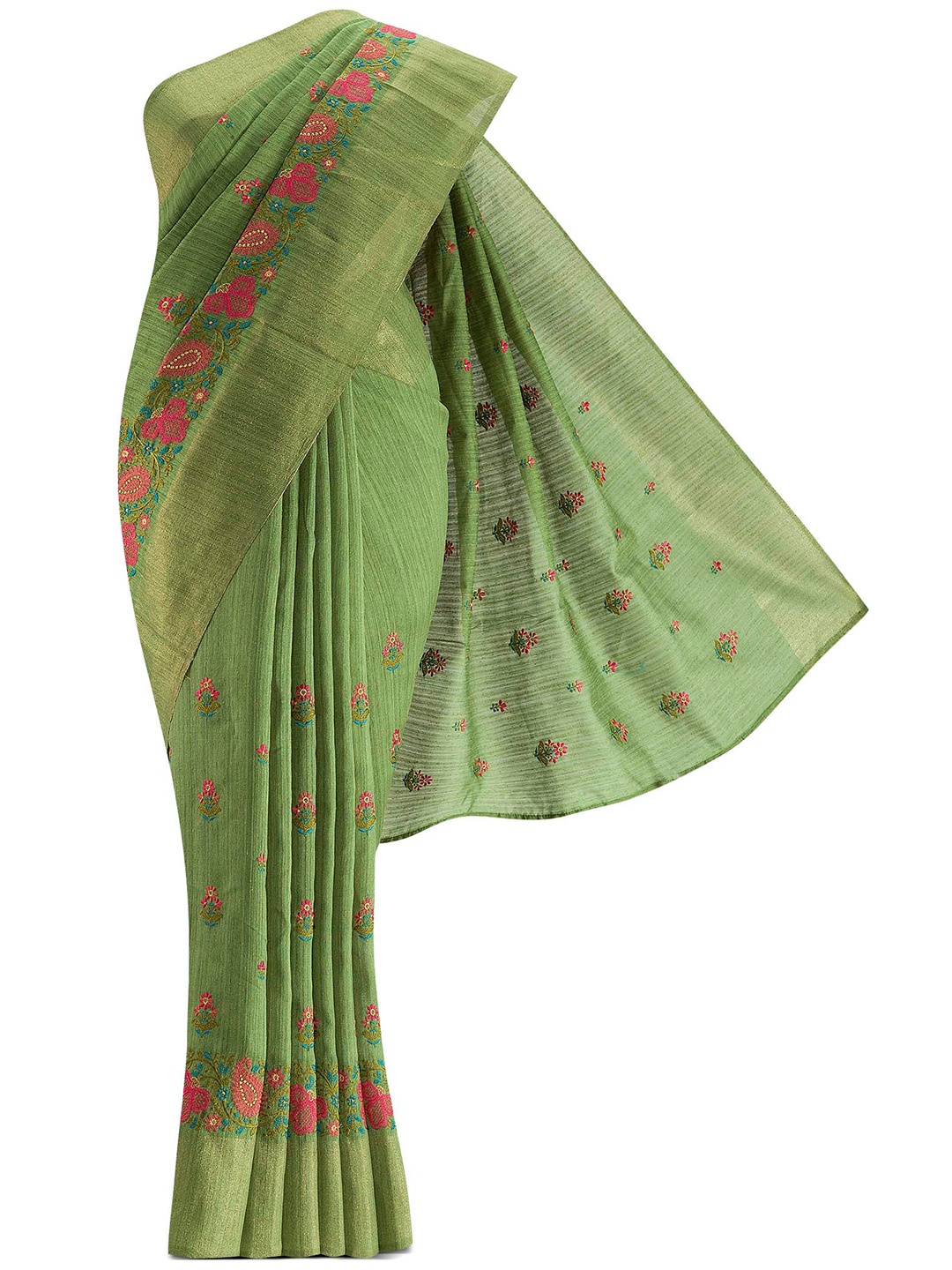 

Nalli Next Green Woven Design Zari Silk Blend Tussar Saree