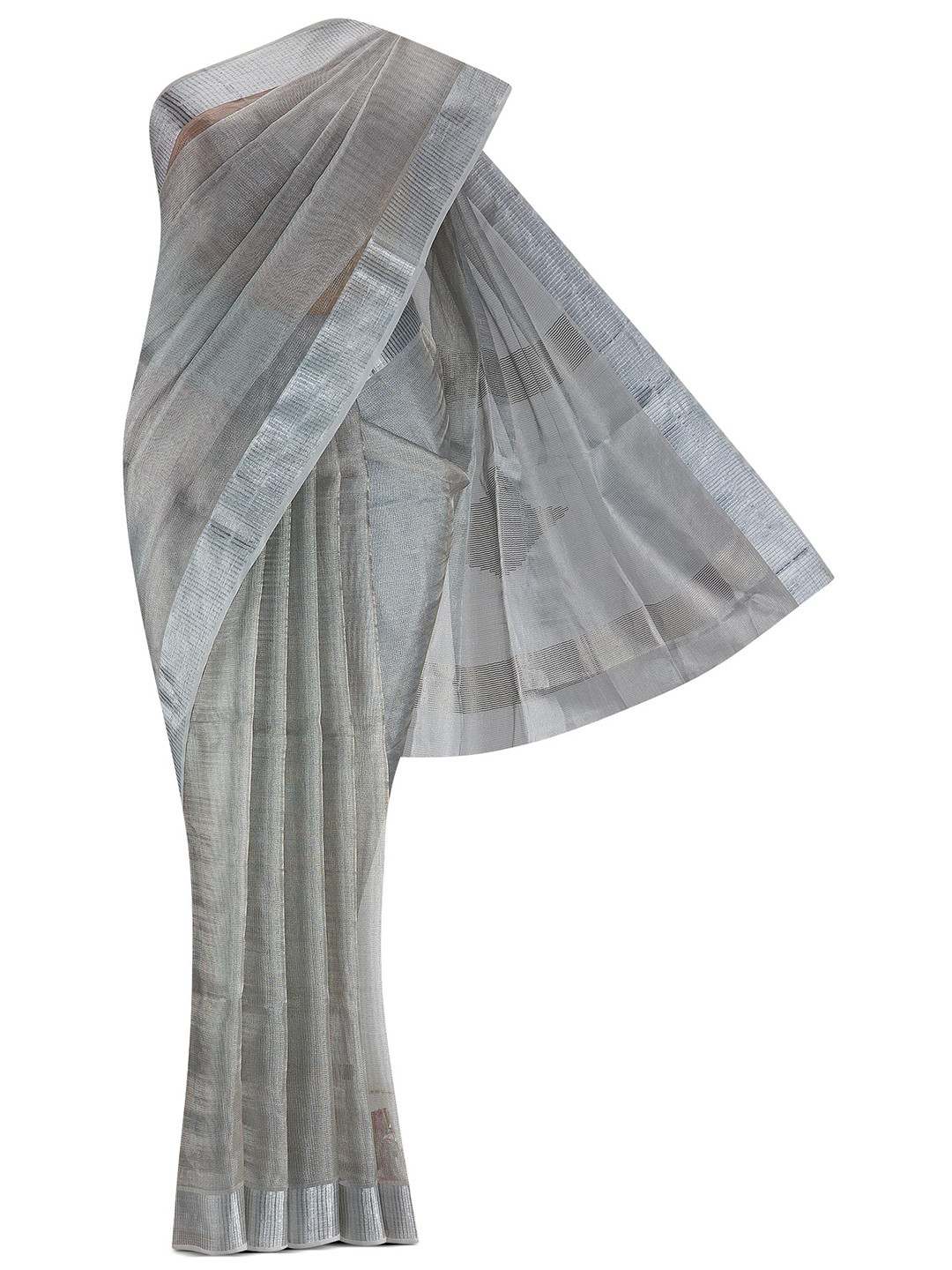 

Nalli Next Women Silver-Toned Zari Tissue Kota Saree