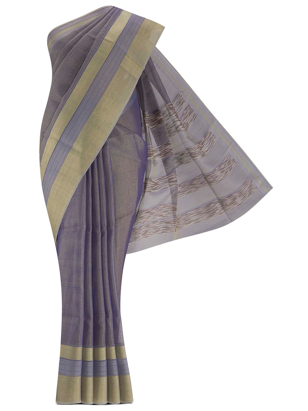 

Nalli Next Blue & Gold-Toned Zari Tissue Kota Saree