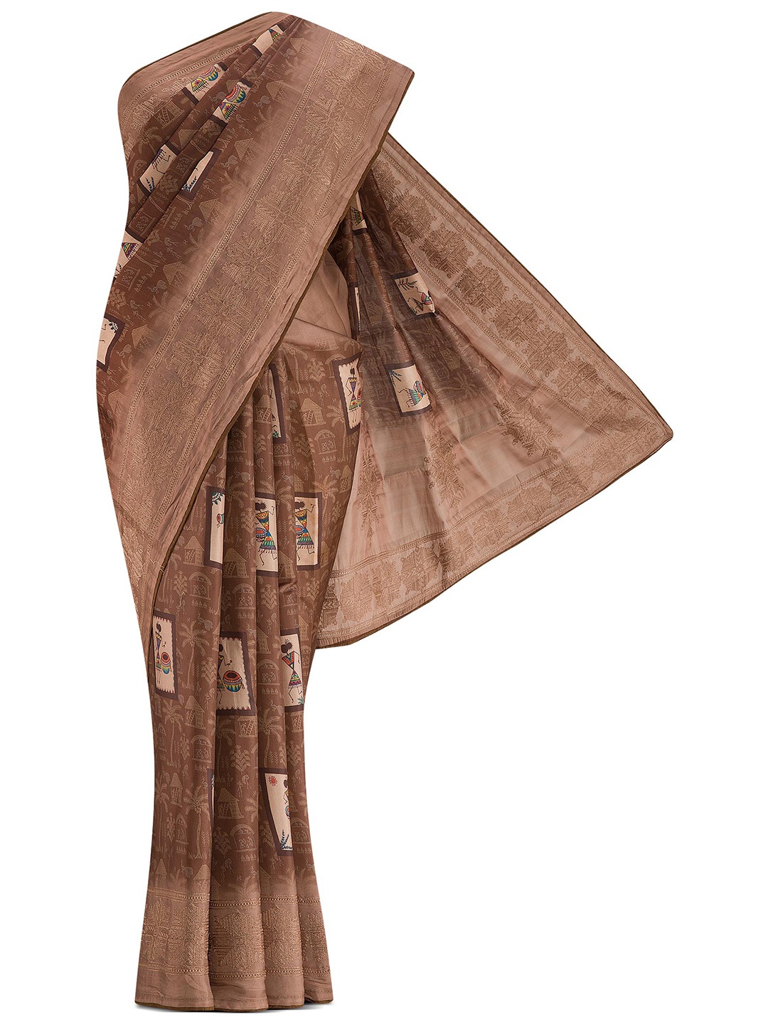 

Nalli Next Brown Ethnic Motifs Zari Silk Blend Nalli Tussar Saree