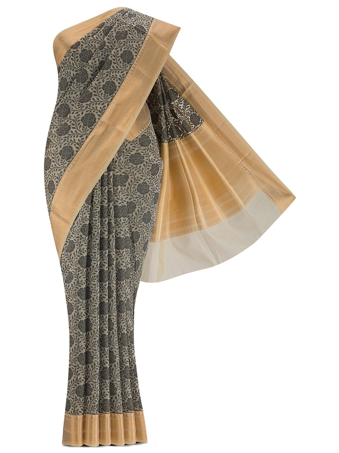

Nalli Next Women Beige & Gold-Toned Woven Design Zari Silk Cotton Banarasi Saree