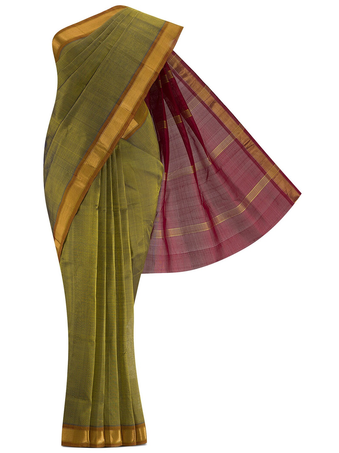 

Nalli Next Women Green & Maroon Zari Silk Cotton Saree
