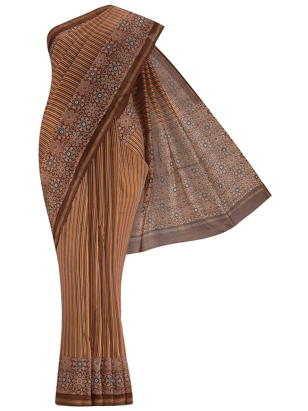 

Nalli Next Brown & Blue Floral Zari Silk Cotton Saree