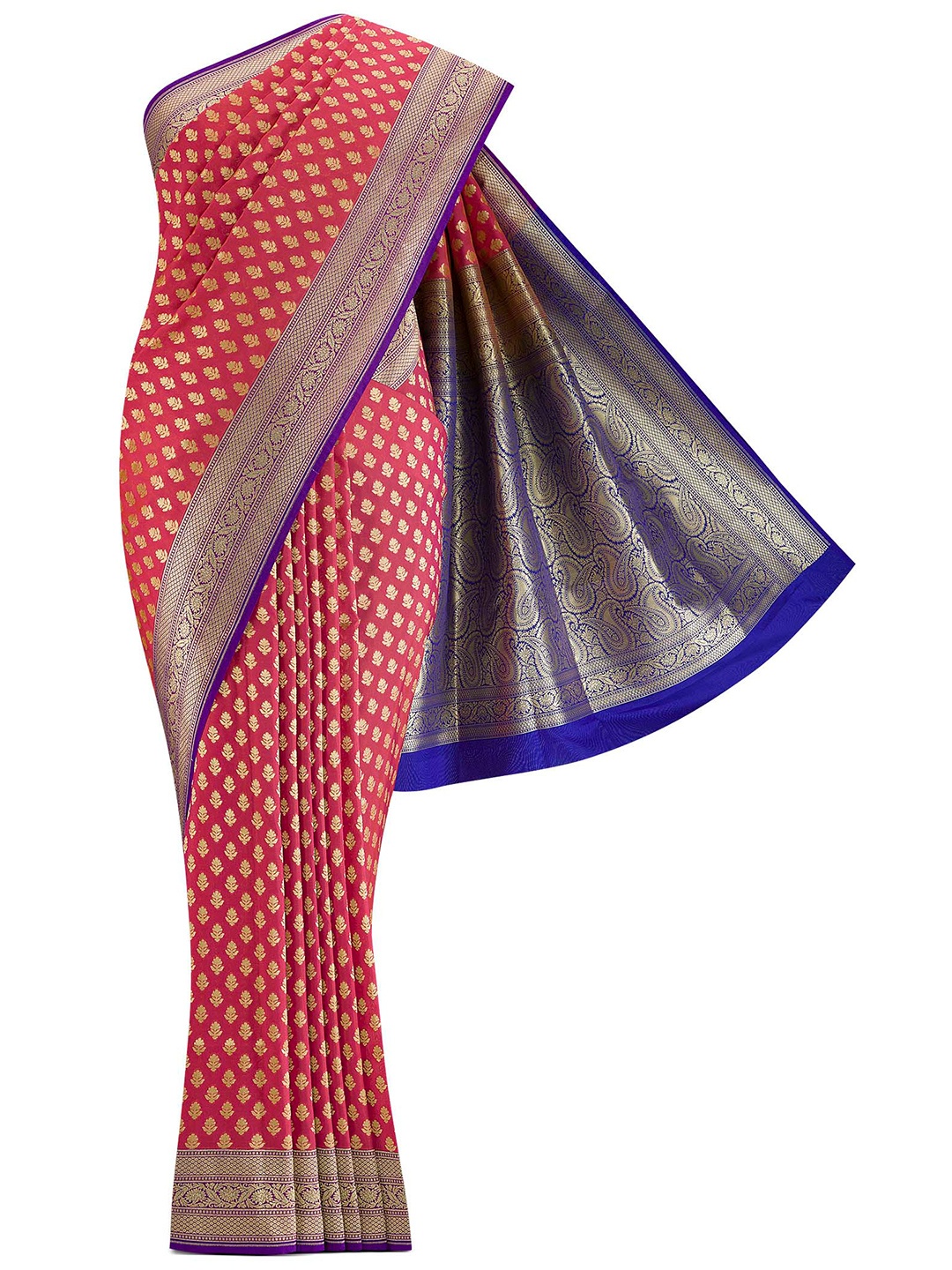 

Nalli Next Pink & Purple Woven Design Zari Art Silk Banarasi Saree