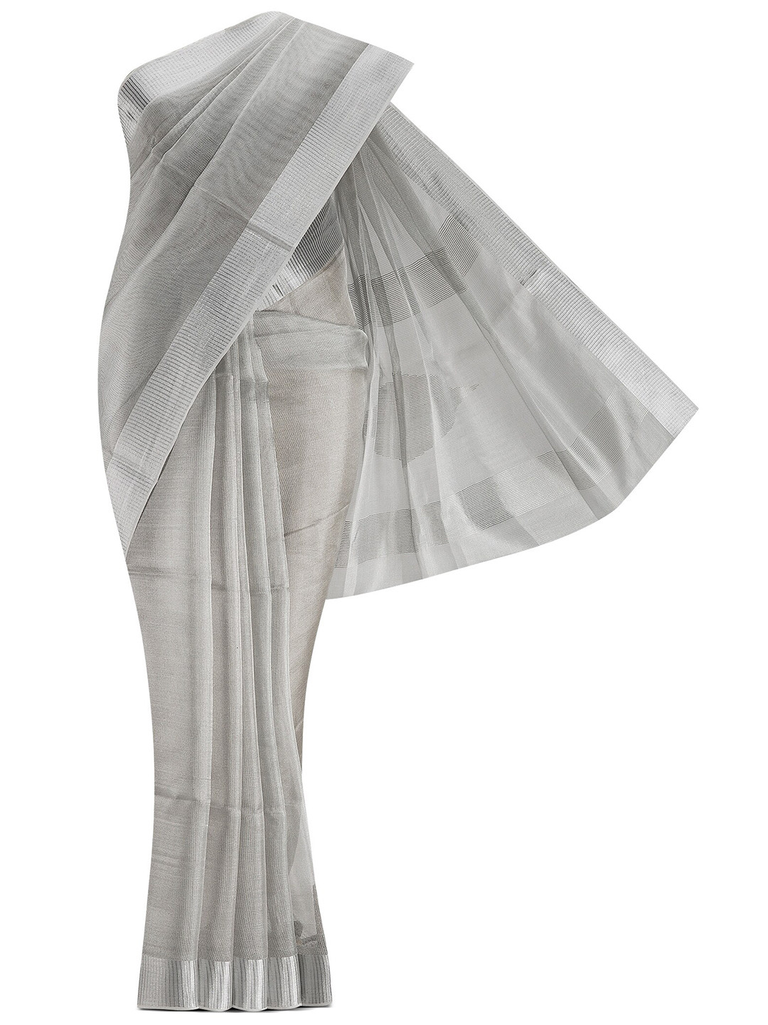 

Nalli Next Silver-Toned Zari Tissue Kota Saree