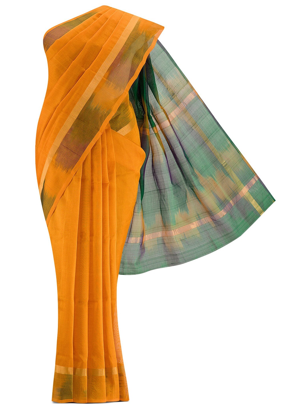 

Nalli Next Yellow & Green Zari Silk Cotton Saree