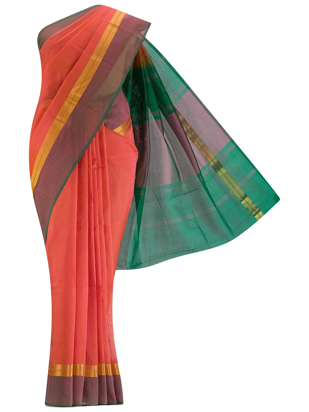 

Nalli Next Women Pink & Gold-Toned Zari Silk Cotton Saree