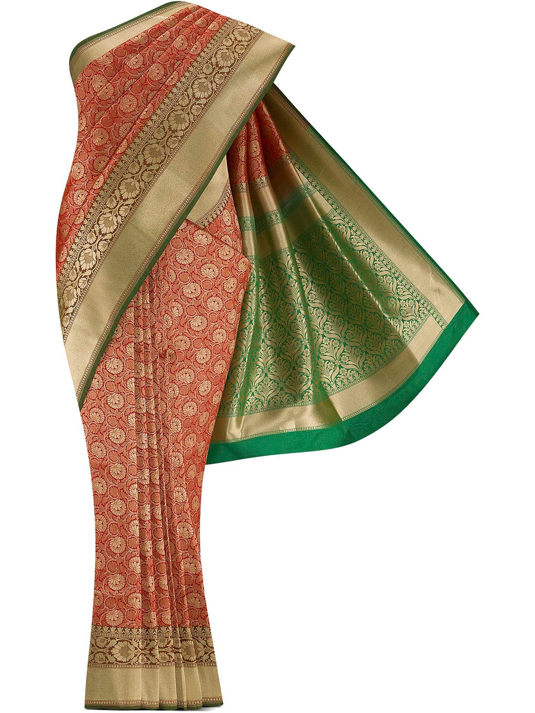 

Nalli Next Red & Green Woven Design Zari Art Silk Banarasi Saree