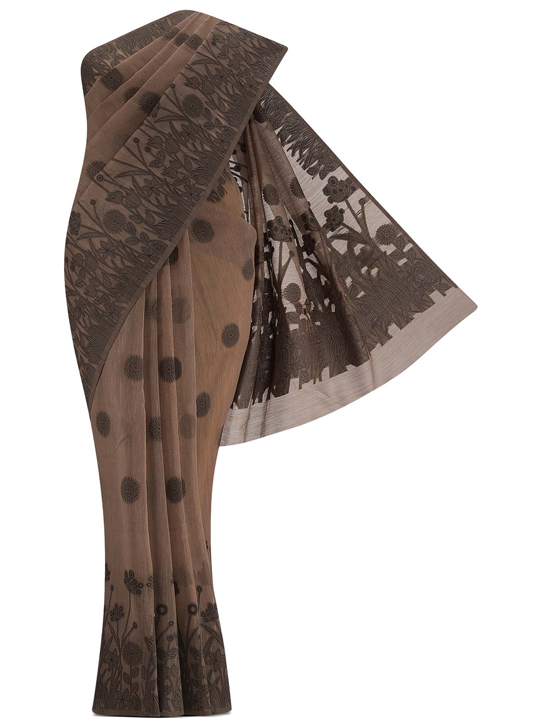 

Nalli Next Brown & Grey Woven Design Silk Blend Tussar Saree
