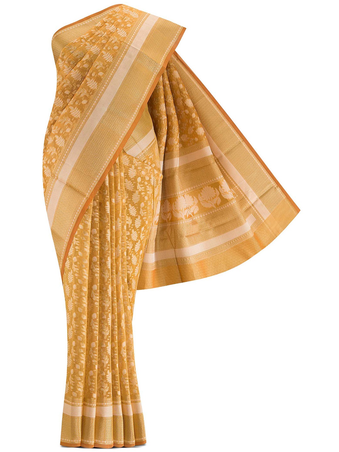 

Nalli Next Yellow & Gold-Toned Ethnic Motifs Zari Saree