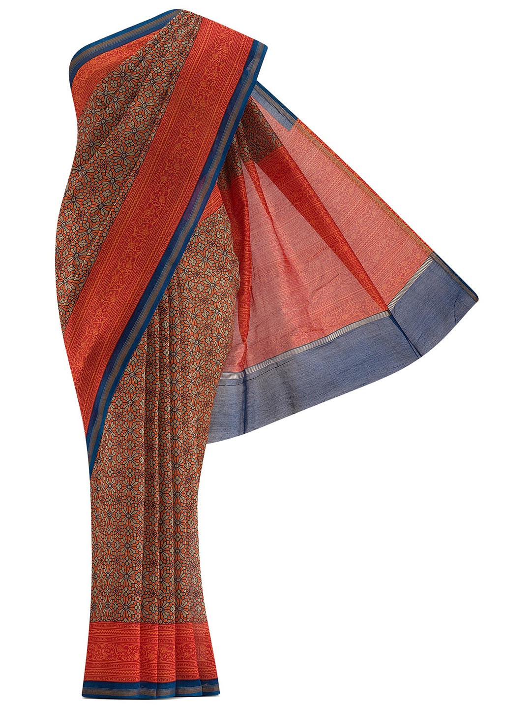 

Nalli Next Red & Blue Floral Silk Cotton Saree