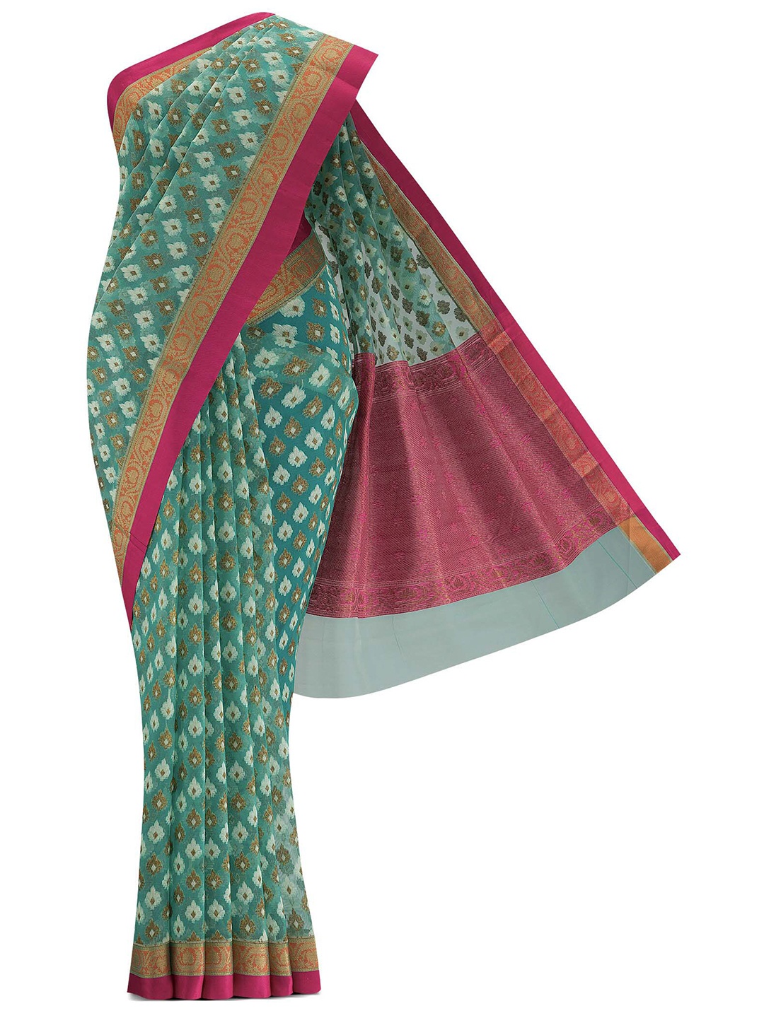 

Nalli Next Women Green & Red Woven Design Banarasi Saree